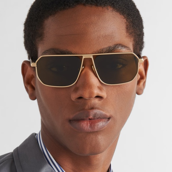 NEW PRADA PRA53S 1BK01T UNISEX SUNGLASSES SPR A53 1BK01T GOLD PR A53S - Picture 7 of 14